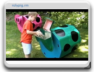 A screen capture of a video of Roly Pig in use.